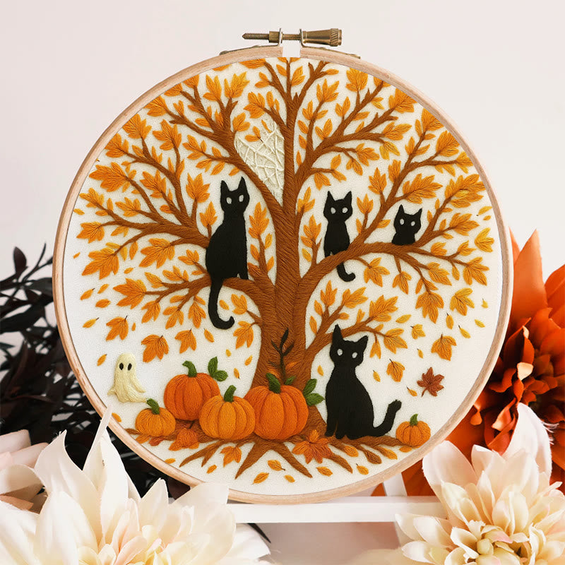 Rubbyoo Embroidery Kit - Halloween Black Cats | Spooky Desk Decor | Cat Lover Halloween Gift - image 4