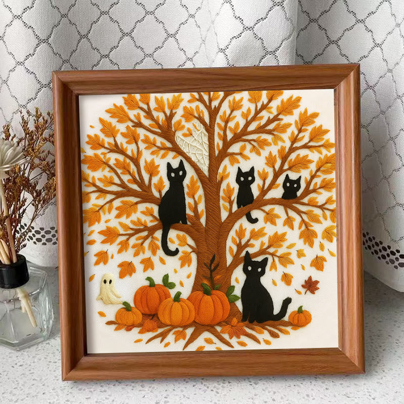 Rubbyoo Embroidery Kit - Halloween Black Cats | Spooky Desk Decor | Cat Lover Halloween Gift - Embroidery Kit Plus An Extra Frame - image 9