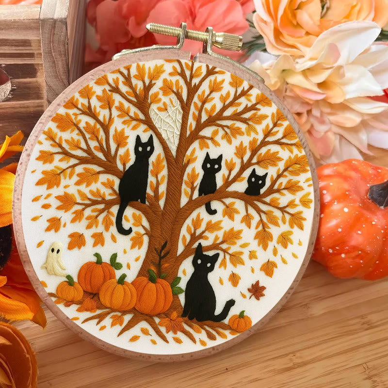 Rubbyoo Embroidery Kit - Halloween Black Cats | Spooky Desk Decor | Cat Lover Halloween Gift - image 5