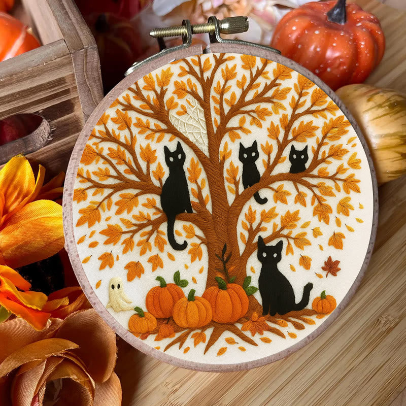 Rubbyoo Embroidery Kit - Halloween Black Cats | Spooky Desk Decor | Cat Lover Halloween Gift - image 6