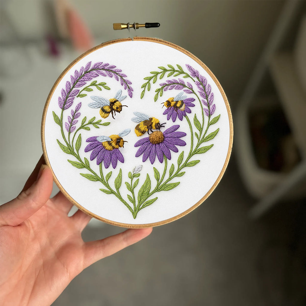 Rubbyoo Embroidery Kit - Bee And Flower | Floral Handmade Craft |  Gifts For House Warming  - image 6