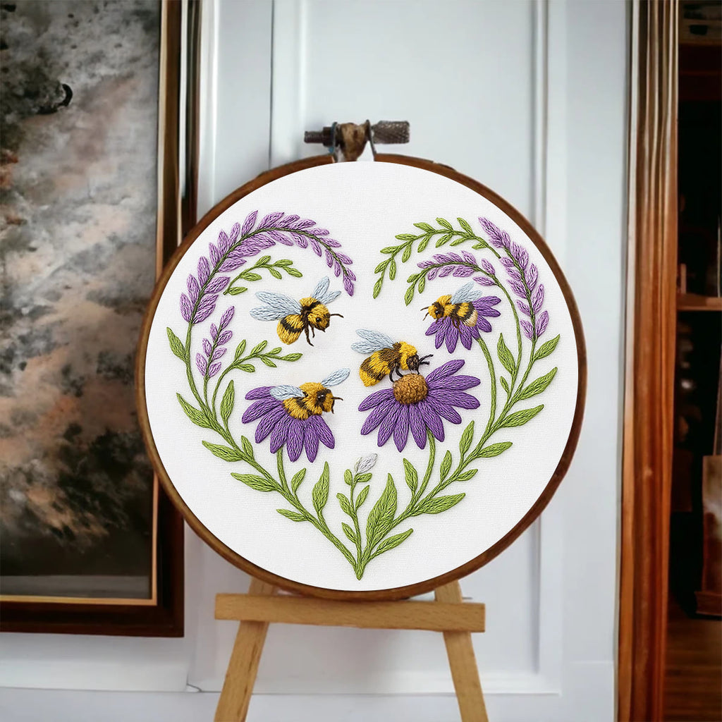 Rubbyoo Embroidery Kit - Bee And Flower | Floral Handmade Craft |  Gifts For House Warming  - image 7