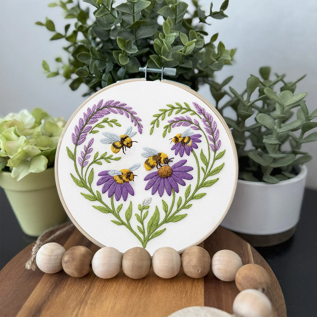 Rubbyoo Embroidery Kit - Bee And Flower | Floral Handmade Craft |  Gifts For House Warming  - image 3