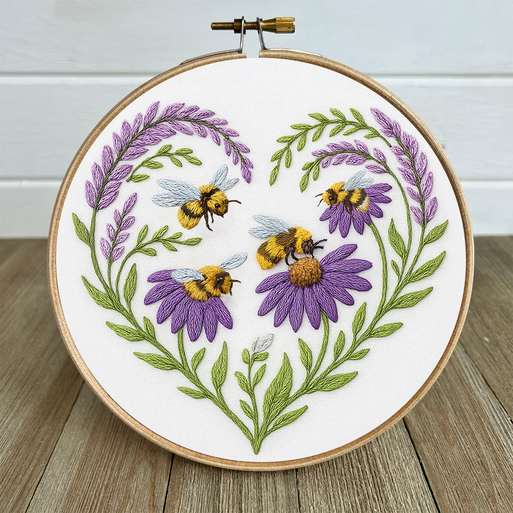 Rubbyoo Embroidery Kit - Bee And Flower | Floral Handmade Craft |  Gifts For House Warming  - image 4