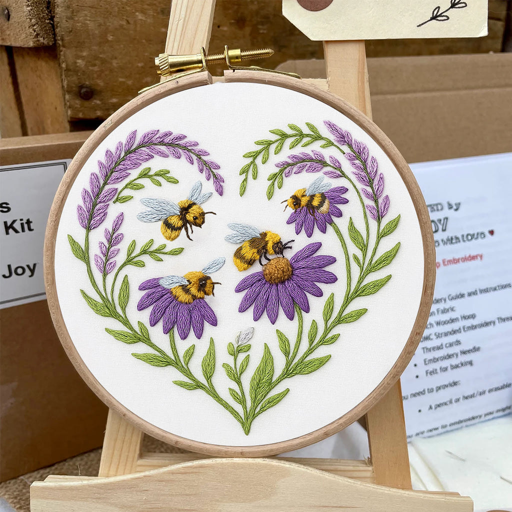 Rubbyoo Embroidery Kit - Bee And Flower | Floral Handmade Craft |  Gifts For House Warming  - image 5