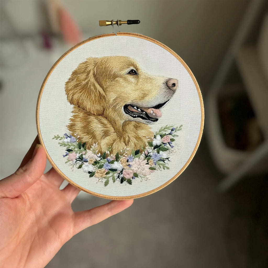 Rubbyoo Embroidery Kit - Floral Golden Retriever | Personalized Animal Craft  | Unique Gift For Dog Lovers - image 6
