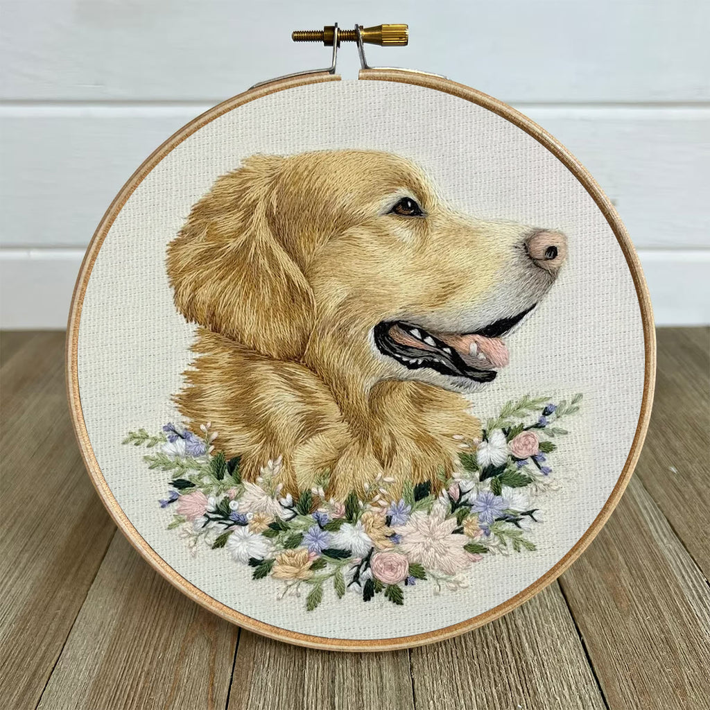 Rubbyoo Embroidery Kit - Floral Golden Retriever | Personalized Animal Craft  | Unique Gift For Dog Lovers - image 5