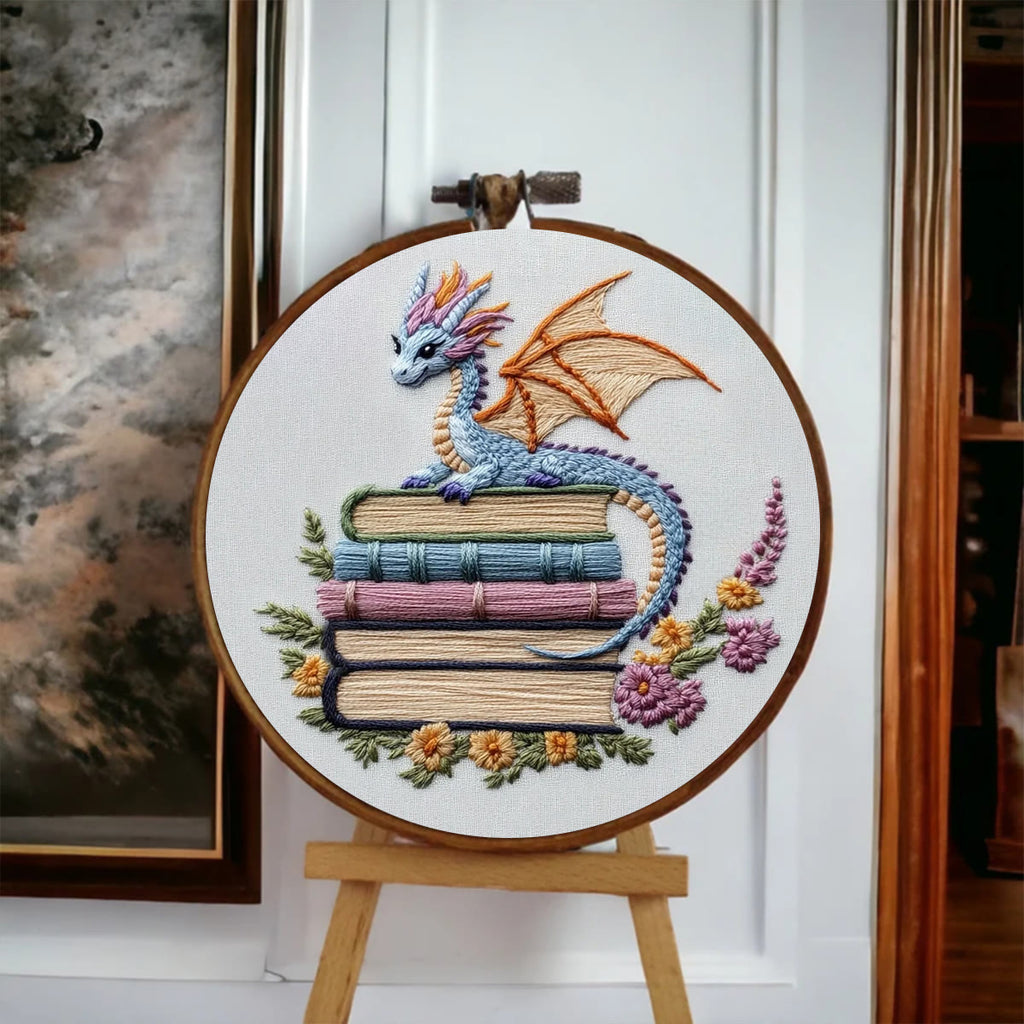 Rubbyoo Embroidery Kit - Fantasy Dragon | Book Shelf Artwork | Diy Needle Craft - image 3