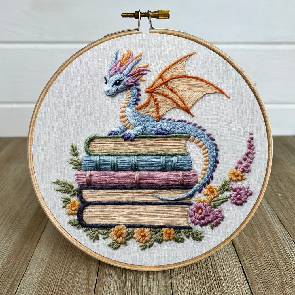 Rubbyoo Embroidery Kit - Fantasy Dragon | Book Shelf Artwork | Diy Needle Craft - image 4