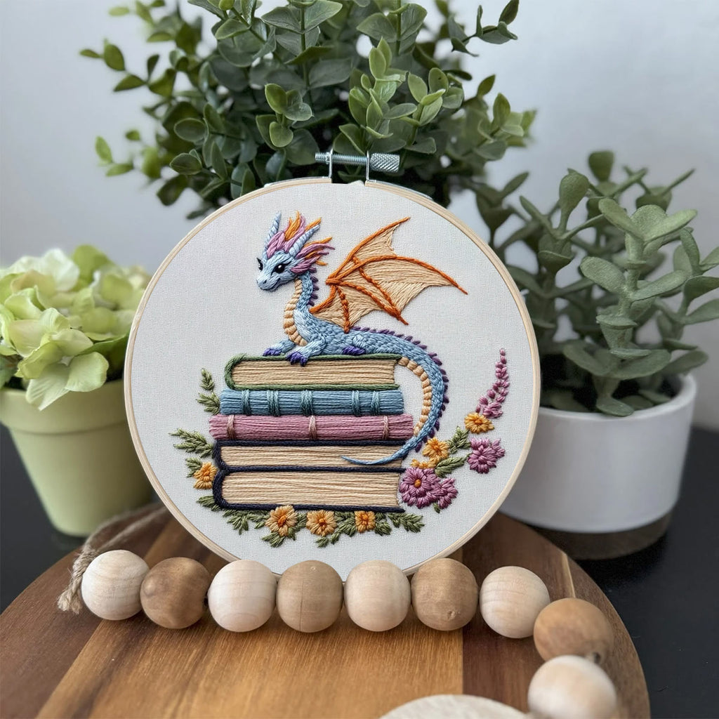 Rubbyoo Embroidery Kit - Fantasy Dragon | Book Shelf Artwork | Diy Needle Craft - image 2
