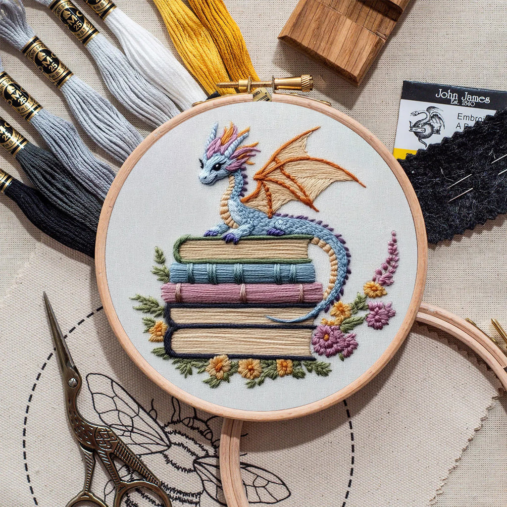 Rubbyoo Embroidery Kit - Fantasy Dragon | Book Shelf Artwork | Diy Needle Craft - image 1