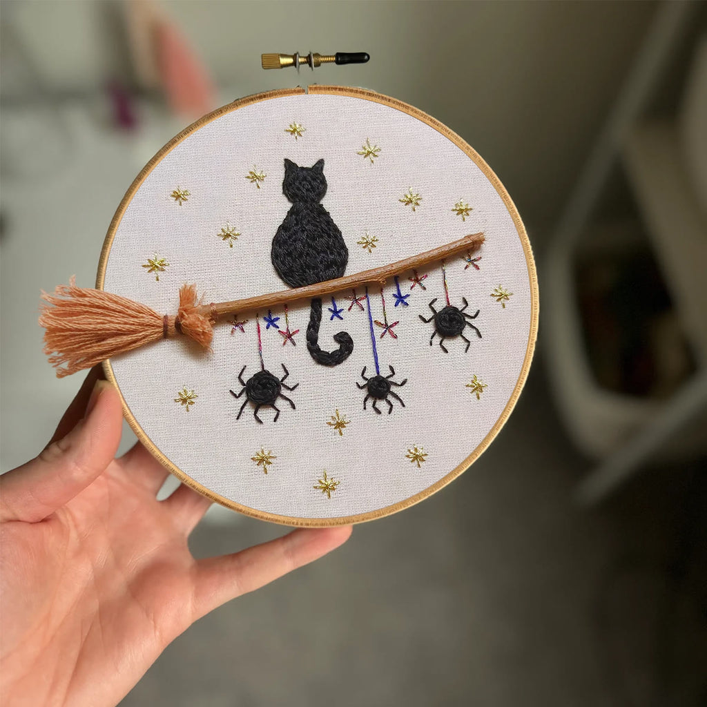 Rubbyoo Embroidery Kit - Cat Broomstick | Halloween Hanging Decorations | Creative Handmade Craft - image 6