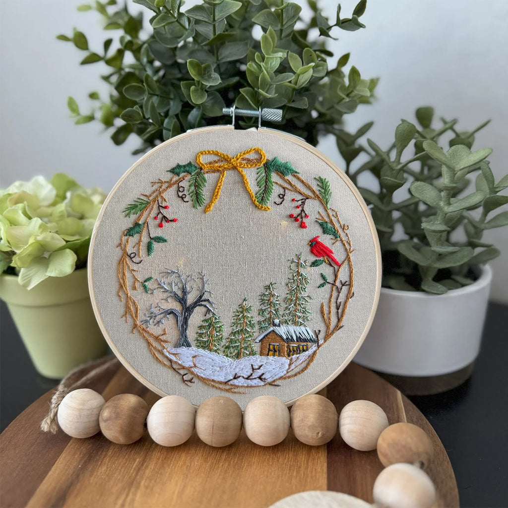 Rubbyoo Embroidery Kit - Christmas Cabin | Christmas Tree Decor | Easy Handmade Needlework - image 4