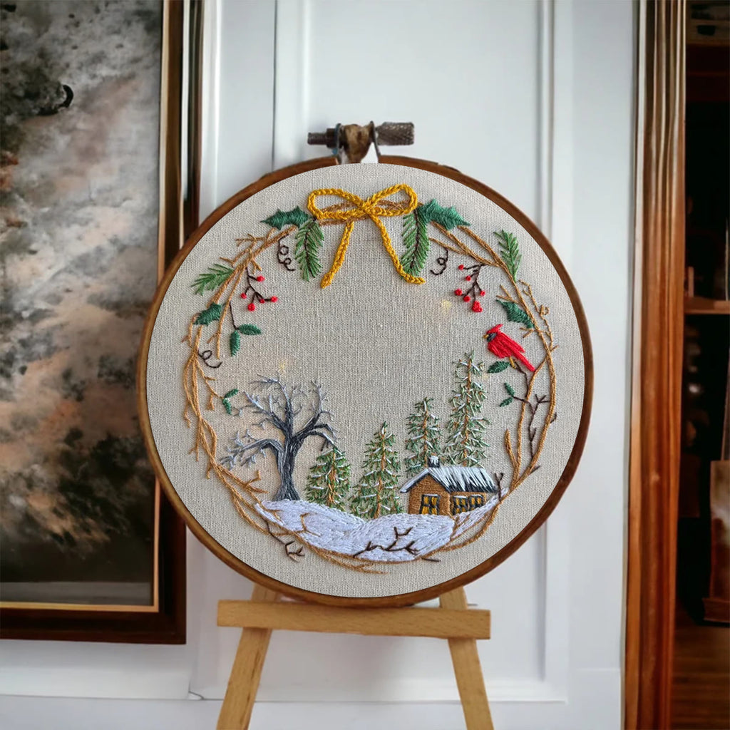 Rubbyoo Embroidery Kit - Christmas Cabin | Christmas Tree Decor | Easy Handmade Needlework - image 6