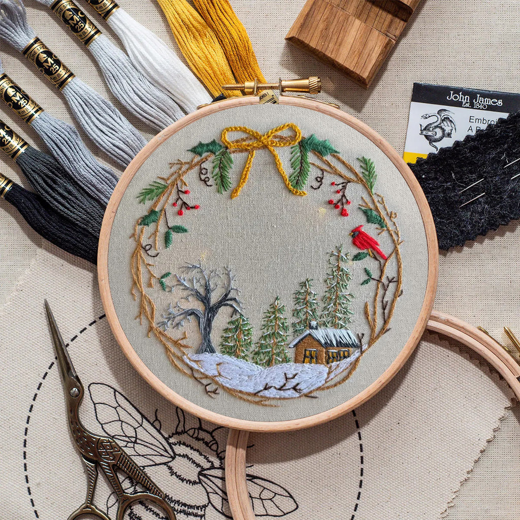 Rubbyoo Embroidery Kit - Christmas Cabin | Christmas Tree Decor | Easy Handmade Needlework - image 3