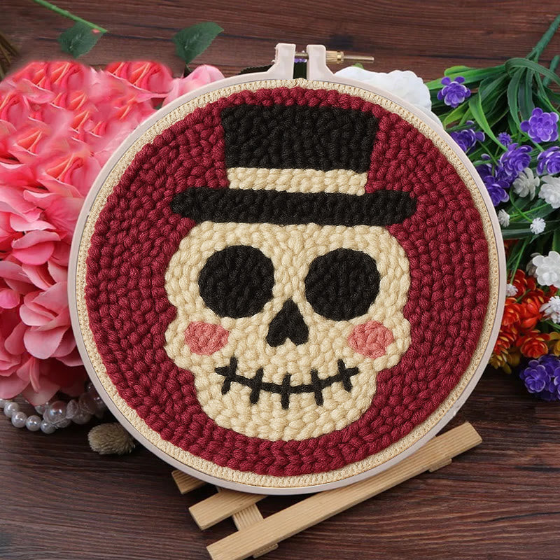Halloween Skull Punch Needle Kit - Diy Yarn Art | Holiday Home Decor - image 1