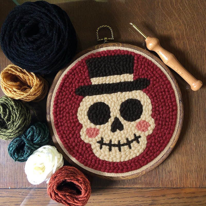Halloween Skull Punch Needle Kit - Diy Yarn Art | Holiday Home Decor - image 5