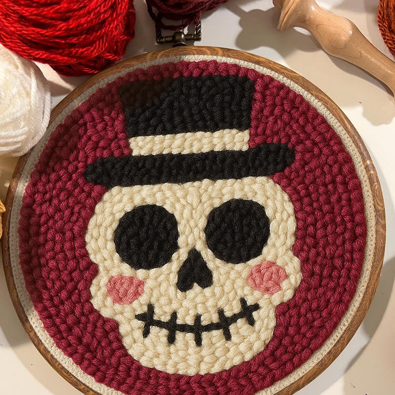 Halloween Skull Punch Needle Kit - Diy Yarn Art | Holiday Home Decor - image 4