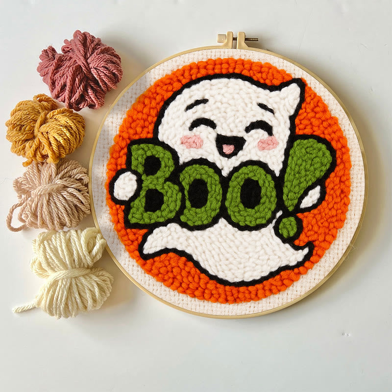 Boo Ghost Punch Needle Kit - Creative Yarn Craft |  Special Desk Decoration - image 1