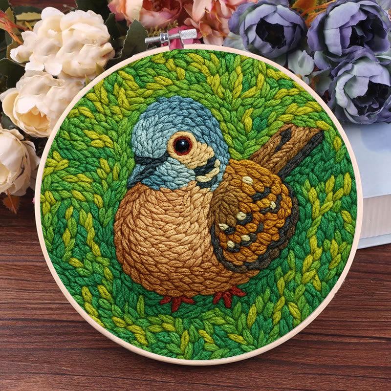 Little Sparrow Punch Needle Kit - Animal Yarn Craft | Relaxing Handmade Artwork - image 1