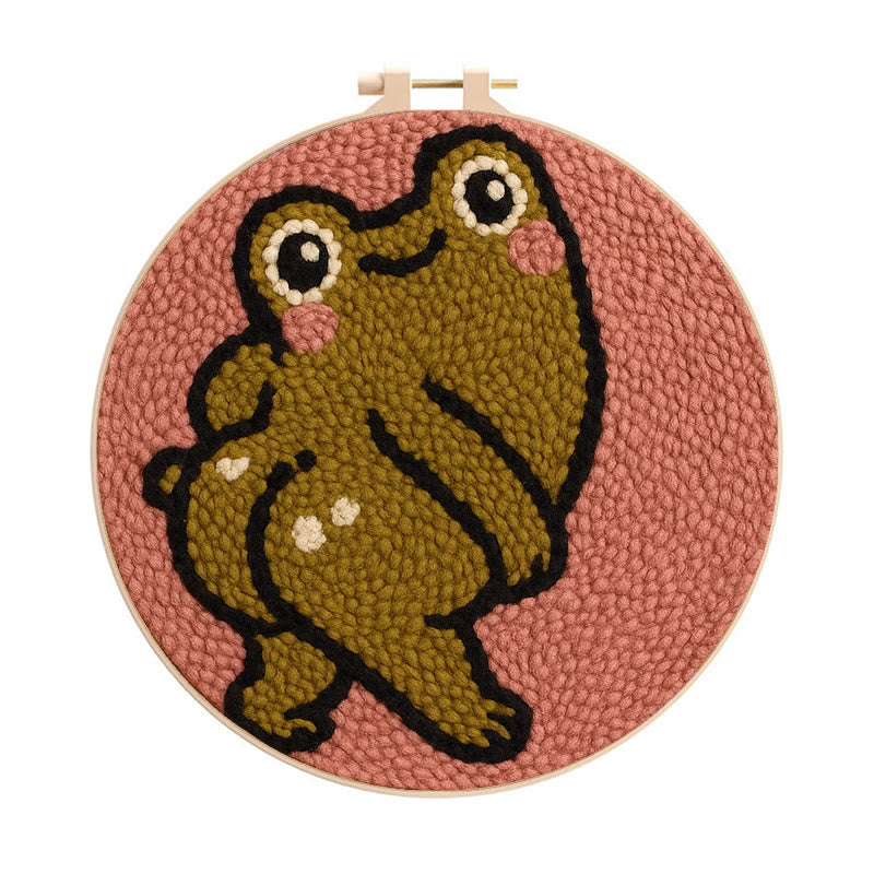  Cheeky Forg Punch Needle Kit - Cute Animal Decor | Handmade Art Craft  - 20cm*20cm - image 0