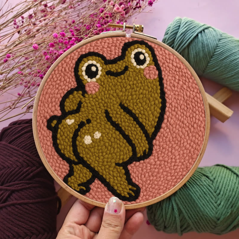  Cheeky Forg Punch Needle Kit - Cute Animal Decor | Handmade Art Craft  - image 3