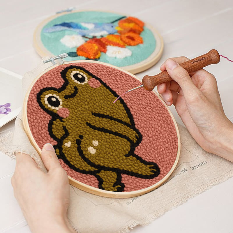  Cheeky Forg Punch Needle Kit - Cute Animal Decor | Handmade Art Craft  - image 6