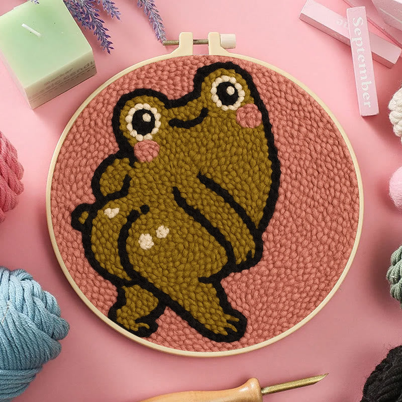  Cheeky Forg Punch Needle Kit - Cute Animal Decor | Handmade Art Craft  - image 2