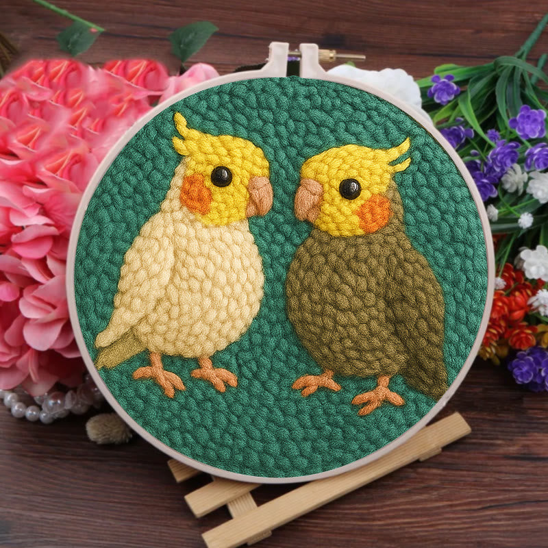  Parrot Couple Punch Needle Kit - Lovely Bird Needlework | Nice Wedding Handicraft - image 3