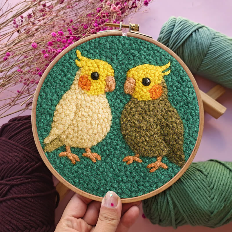  Parrot Couple Punch Needle Kit - Lovely Bird Needlework | Nice Wedding Handicraft - image 2