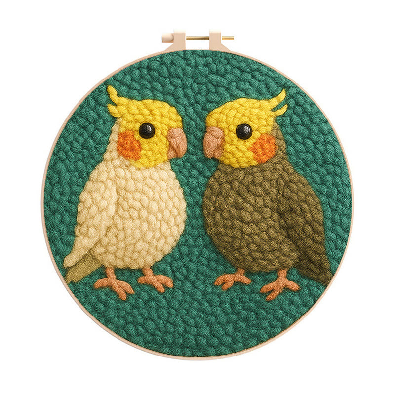  Parrot Couple Punch Needle Kit - Lovely Bird Needlework | Nice Wedding Handicraft - 20cm*20cm - image 0