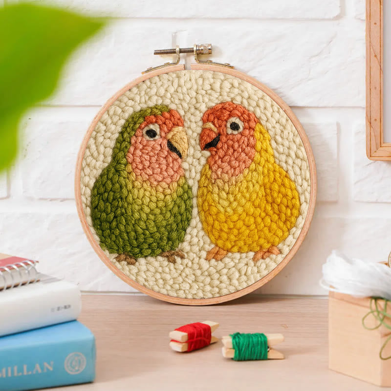 Shy Parrots Punch Needle Kit - Spring Bird Craft |  Beginner Friendly Needlework - image 6