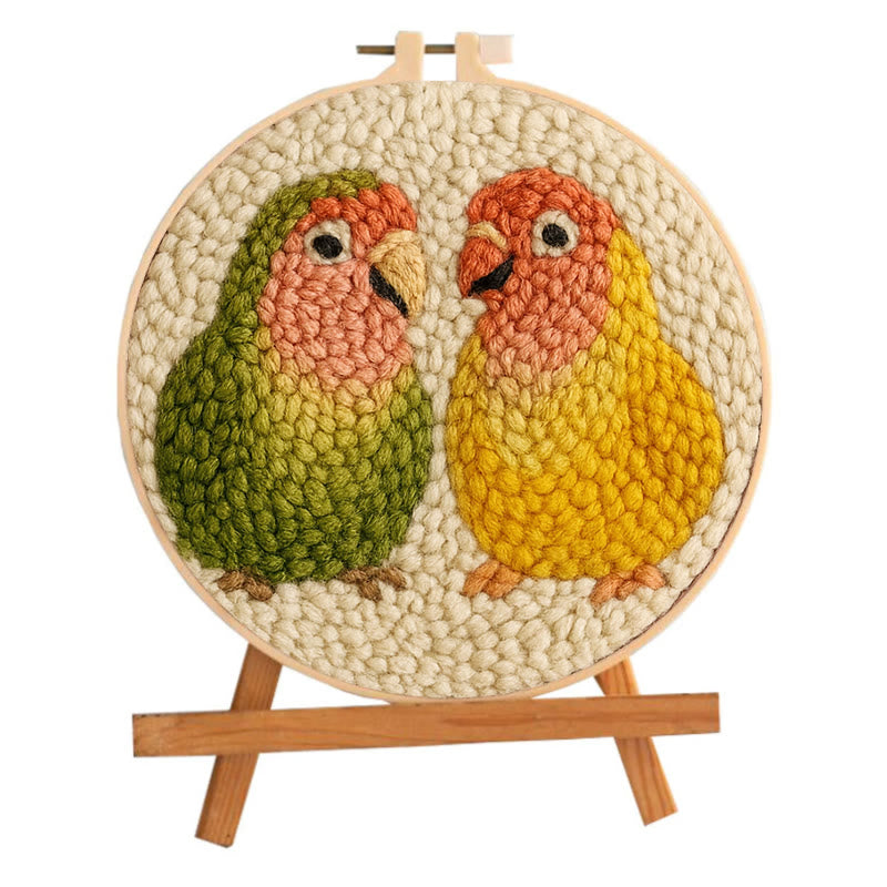 Shy Parrots Punch Needle Kit - Spring Bird Craft |  Beginner Friendly Needlework - image 9