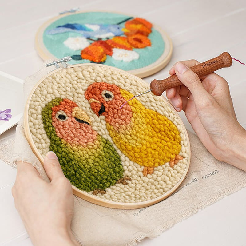 Shy Parrots Punch Needle Kit - Spring Bird Craft |  Beginner Friendly Needlework - image 8