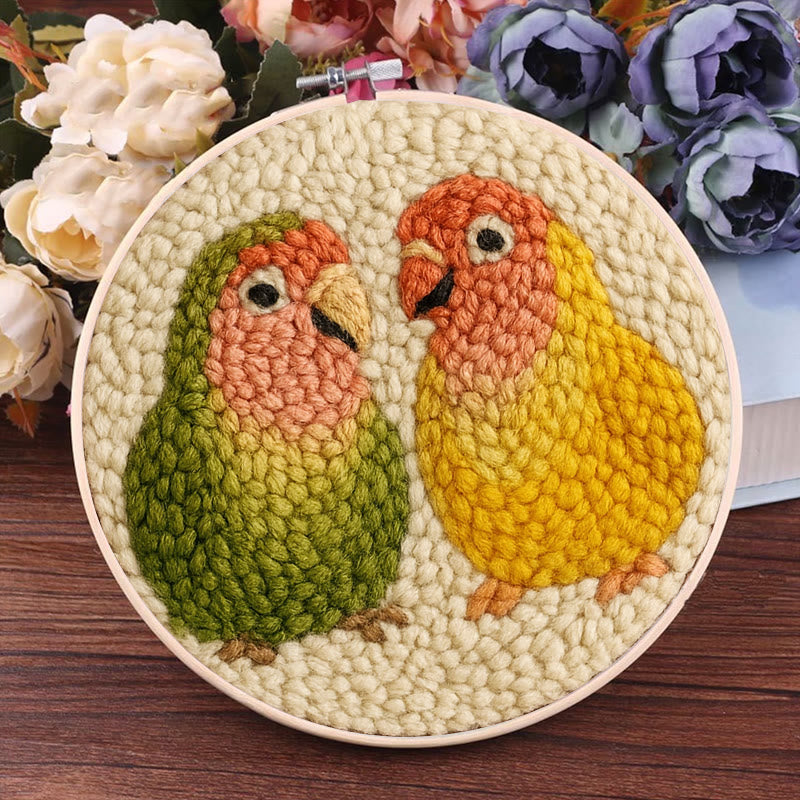 Shy Parrots Punch Needle Kit - Spring Bird Craft |  Beginner Friendly Needlework - image 5