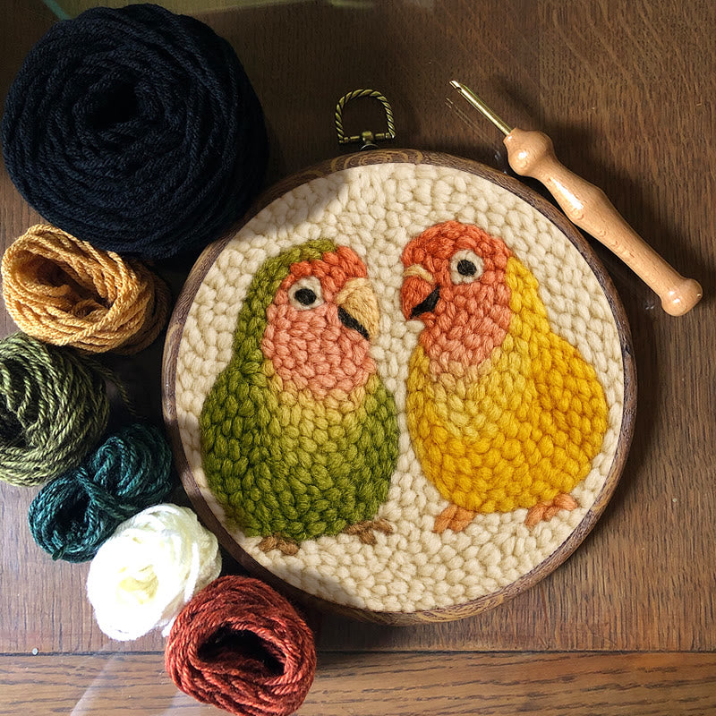 Shy Parrots Punch Needle Kit - Spring Bird Craft |  Beginner Friendly Needlework - image 4
