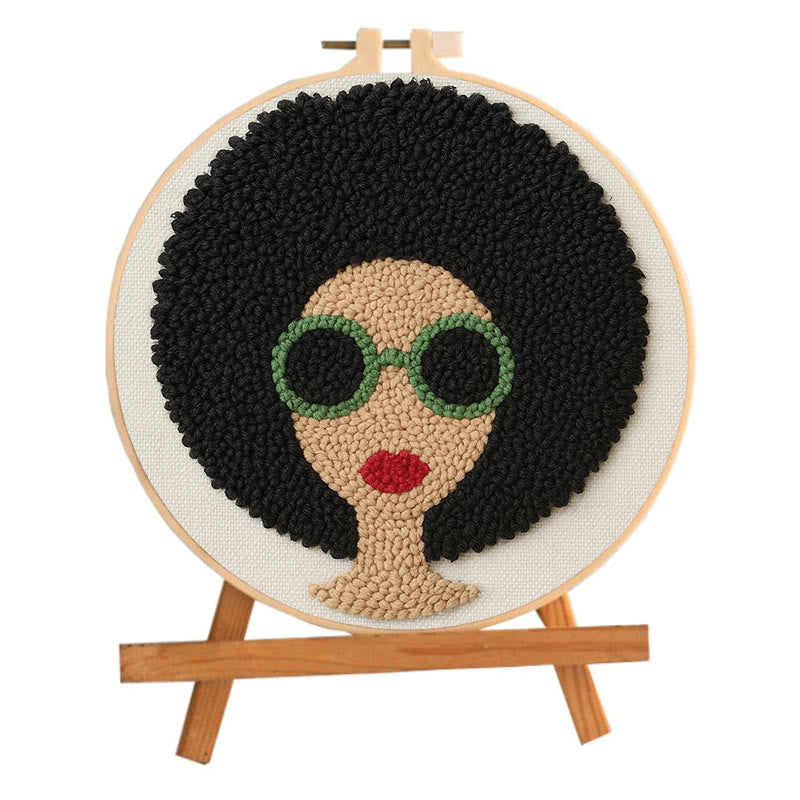 Fashionable Woman Punch Needle Kit - Needle Craft  For Beginners | Diy Wall Hanging - image 9