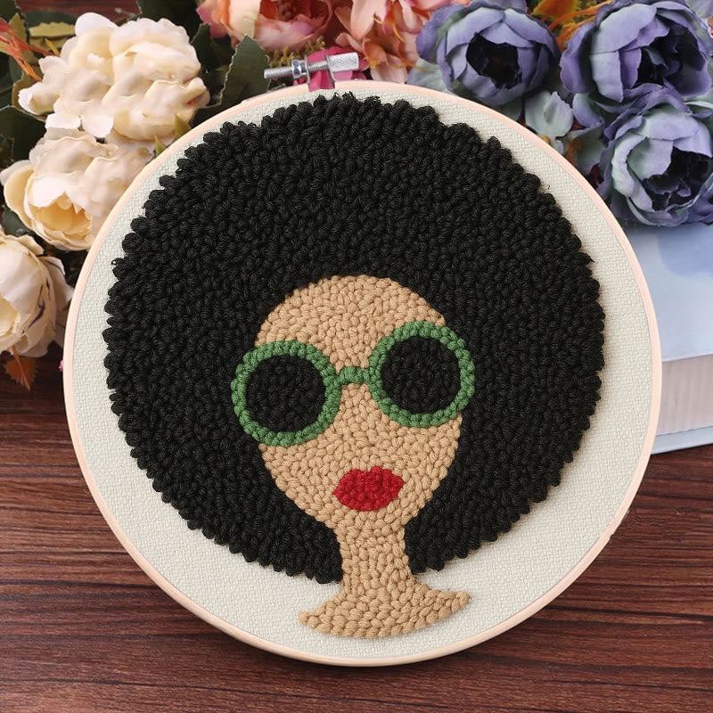 Fashionable Woman Punch Needle Kit - Needle Craft  For Beginners | Diy Wall Hanging - image 4