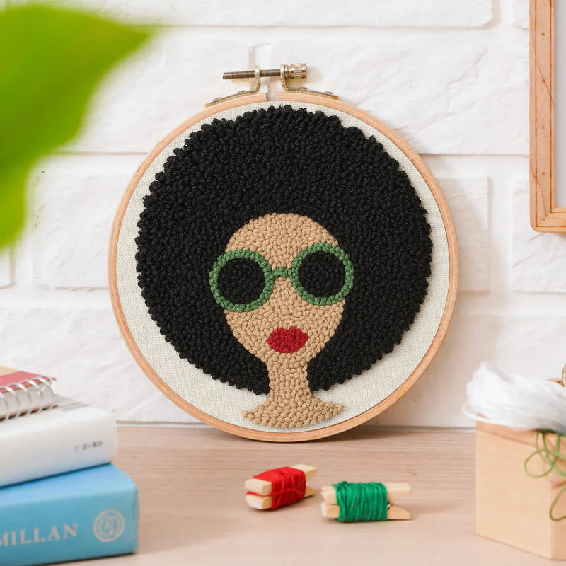 Fashionable Woman Punch Needle Kit - Needle Craft  For Beginners | Diy Wall Hanging - image 8