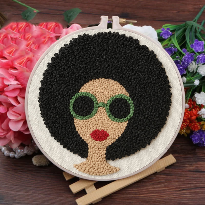 Fashionable Woman Punch Needle Kit - Needle Craft  For Beginners | Diy Wall Hanging - image 2