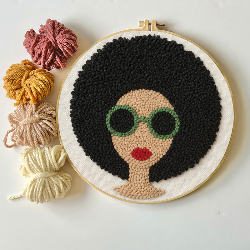 Fashionable Woman Punch Needle Kit - Needle Craft  For Beginners | Diy Wall Hanging - image 6