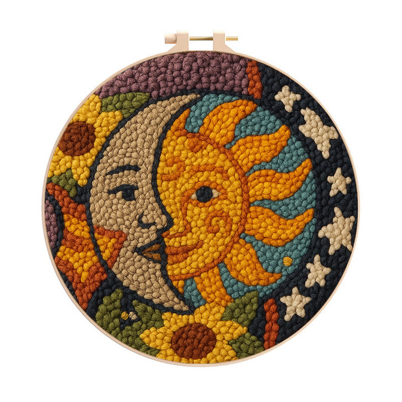 Sun And Moon Punch Needle Kit - Creative Yarn Decor | Perfect Gifts For Crafter  - 20cm*20cm - image 0