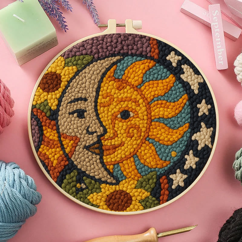Sun And Moon Punch Needle Kit - Creative Yarn Decor | Perfect Gifts For Crafter  - image 1