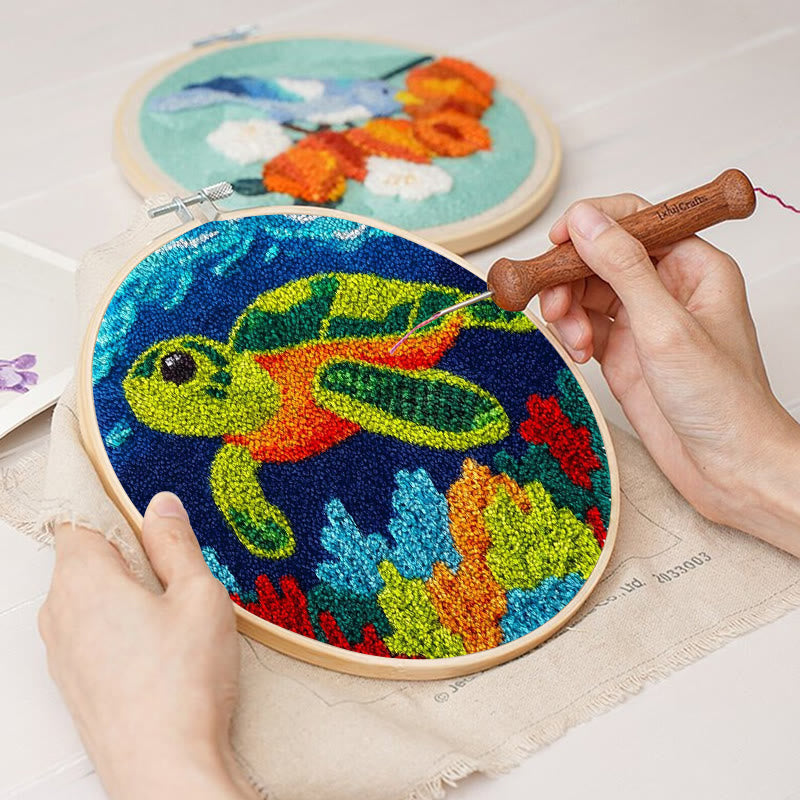 Sea Turtle Punch Needle Kit - Diy Starter Needlepoint | Handmade Decorative Gift - image 2