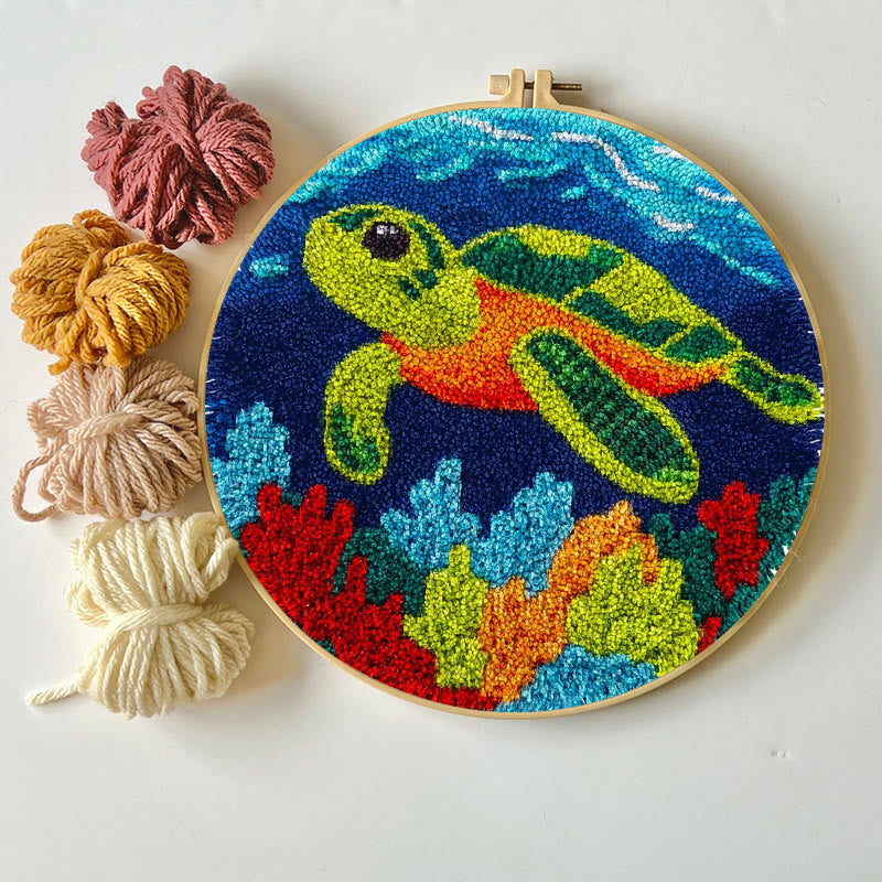 Sea Turtle Punch Needle Kit - Diy Starter Needlepoint | Handmade Decorative Gift - image 3