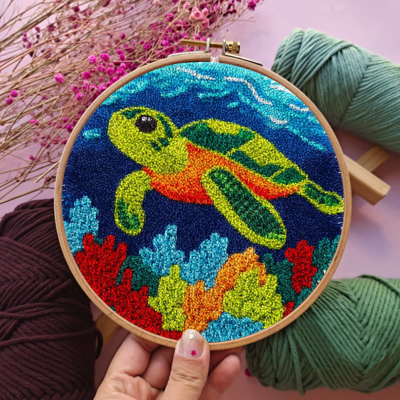 Sea Turtle Punch Needle Kit - Diy Starter Needlepoint | Handmade Decorative Gift - image 4