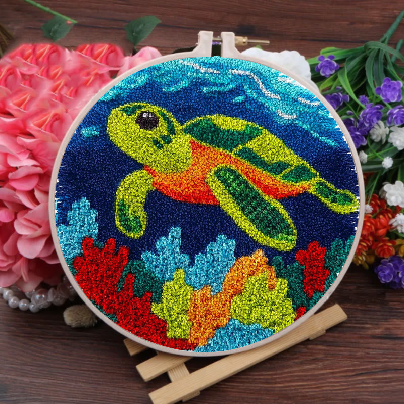 Sea Turtle Punch Needle Kit - Diy Starter Needlepoint | Handmade Decorative Gift - image 5