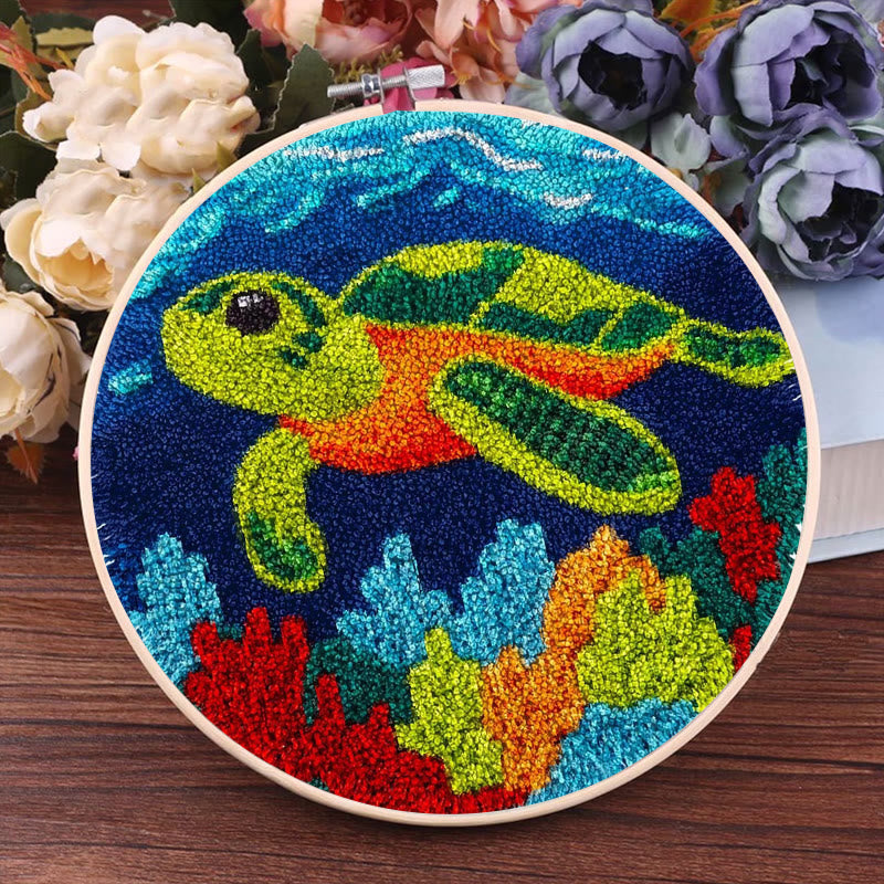Sea Turtle Punch Needle Kit - Diy Starter Needlepoint | Handmade Decorative Gift - image 6