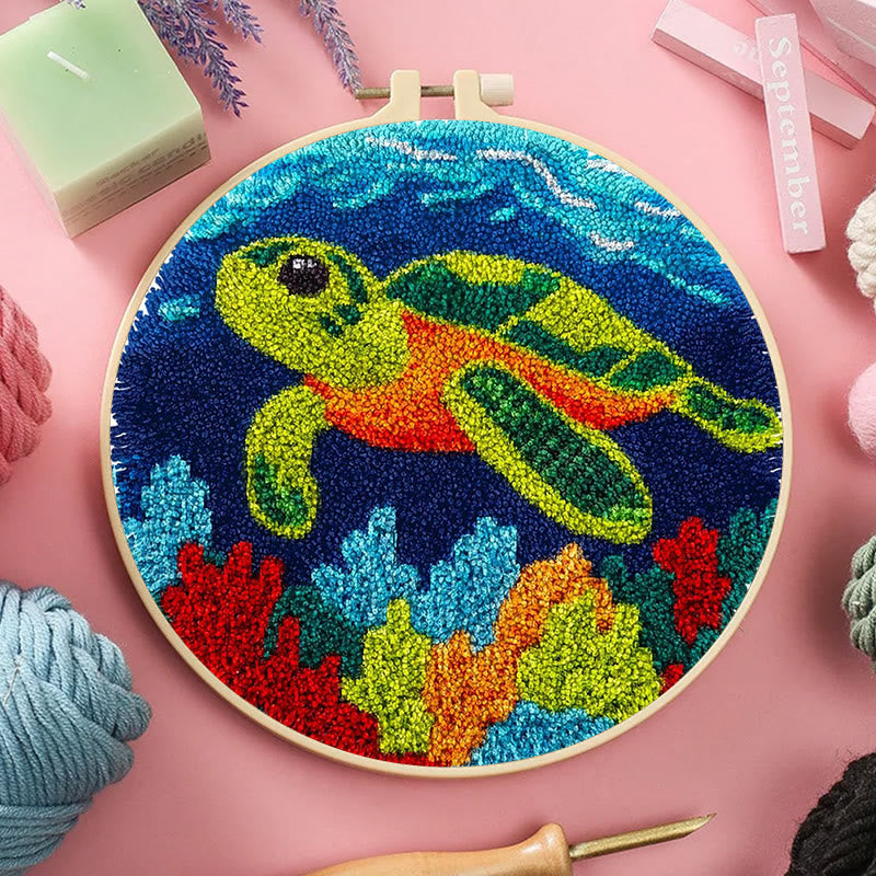 Sea Turtle Punch Needle Kit - Diy Starter Needlepoint | Handmade Decorative Gift - image 7