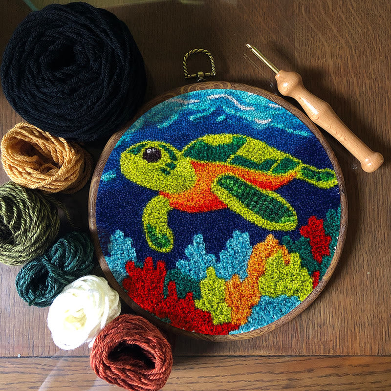 Sea Turtle Punch Needle Kit - Diy Starter Needlepoint | Handmade Decorative Gift - image 8